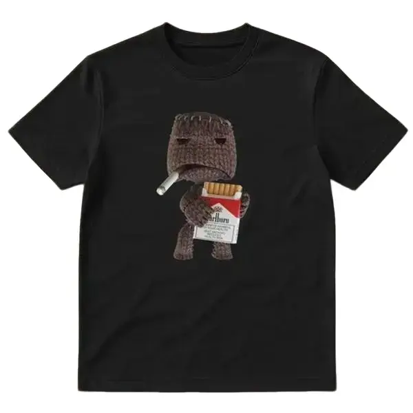 Sackboy Smoking Y2K T-Shirt, Retro 2000S Streetwear Graphic Unisex Shirt
