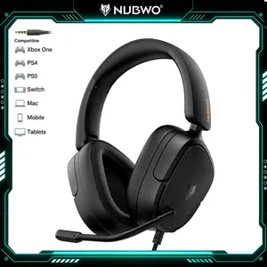 NUBWO HG04L Gaming Headset for PS5/PS4, Xbox Series X|S/Xbox One, Switch – 250g Lightweight, Clear Unidirectional Mic, Soft Memory Earmuffs, 3.5mm Jack for Gaming & Work