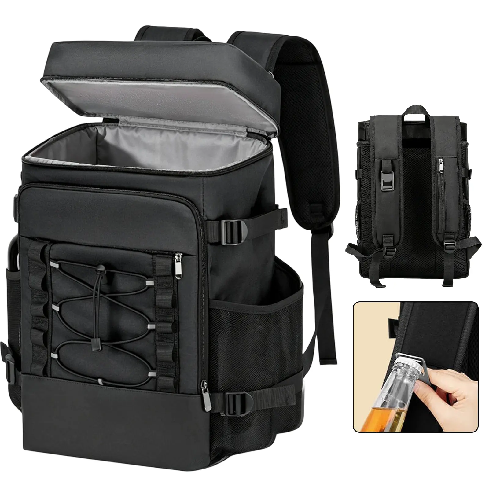 Insulated Cooler Backpack with Padded Handle - 40 Cans Portable Beverage Cooler, 2 Leakproof Compartments for Outdoor Events, Camping, Beach Use