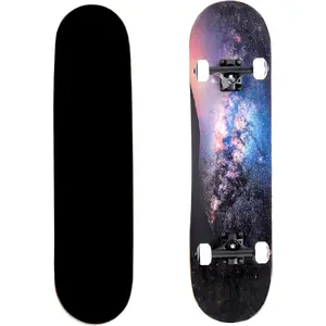 Standard Skateboard, Complete Skateboard 31''X 8'', 7 Layer Canadian Maple Double Kick Deck Concave Cruiser Trick Skateboards for Kids Boys Girls Youths Beginners.
