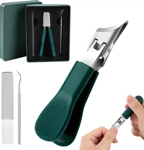 [Portable Travel Manicure Set]Eagle Beak Beveled Nail Clippers,Wide Jaw Opening Anti-Splash Slanted Nail Clipper,Long Handle Wide Jaw Opening Anti-Splash Slanted Nail Clipper, Women and Men Pedicure Care Tool Pedicure Kit,Eagle Beak Thick Nail Care Set