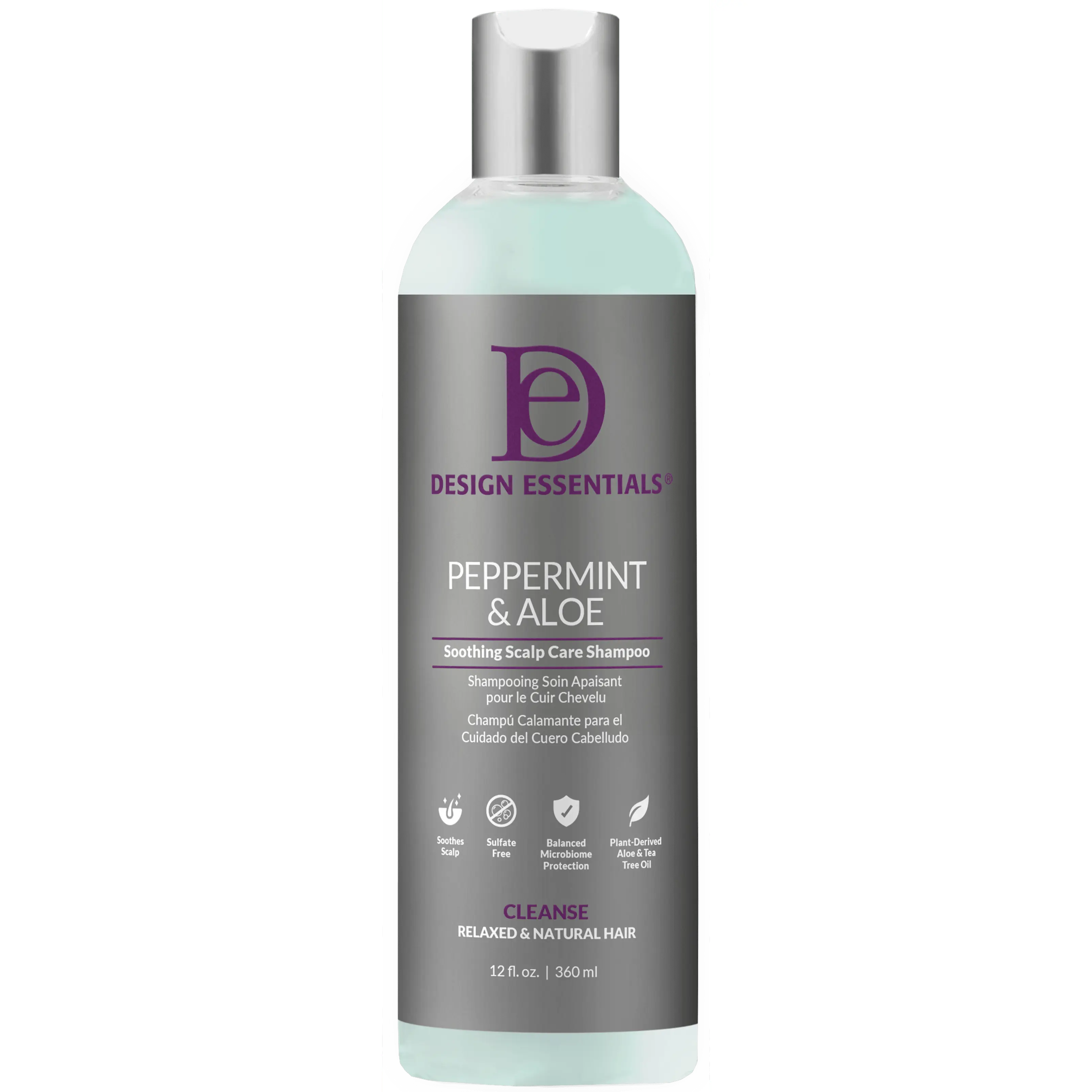 Design Essentials Peppermint & Aloe Calming Scalp Relief Haircare Shampoo - 12 oz Cleanser, Soother, Anti-Dandruff Revitalizer, Revitalize Shampoo, Itchy Scalp Relief, Anti-Itch, Relaxing, Liquid, Cooling Mint, Dandruff Remover, Shampoo Treatment