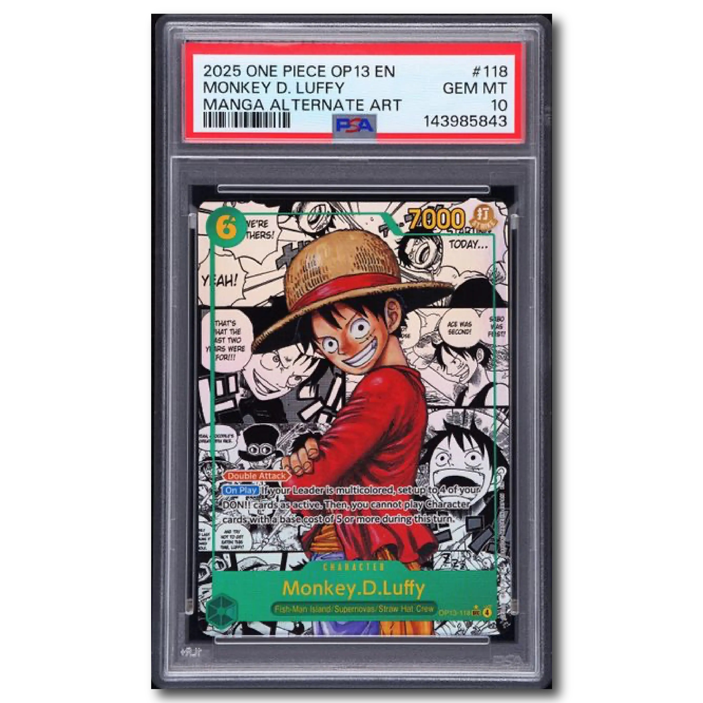 PSA 10 Monkey D Luffy OP13 MANGA #118