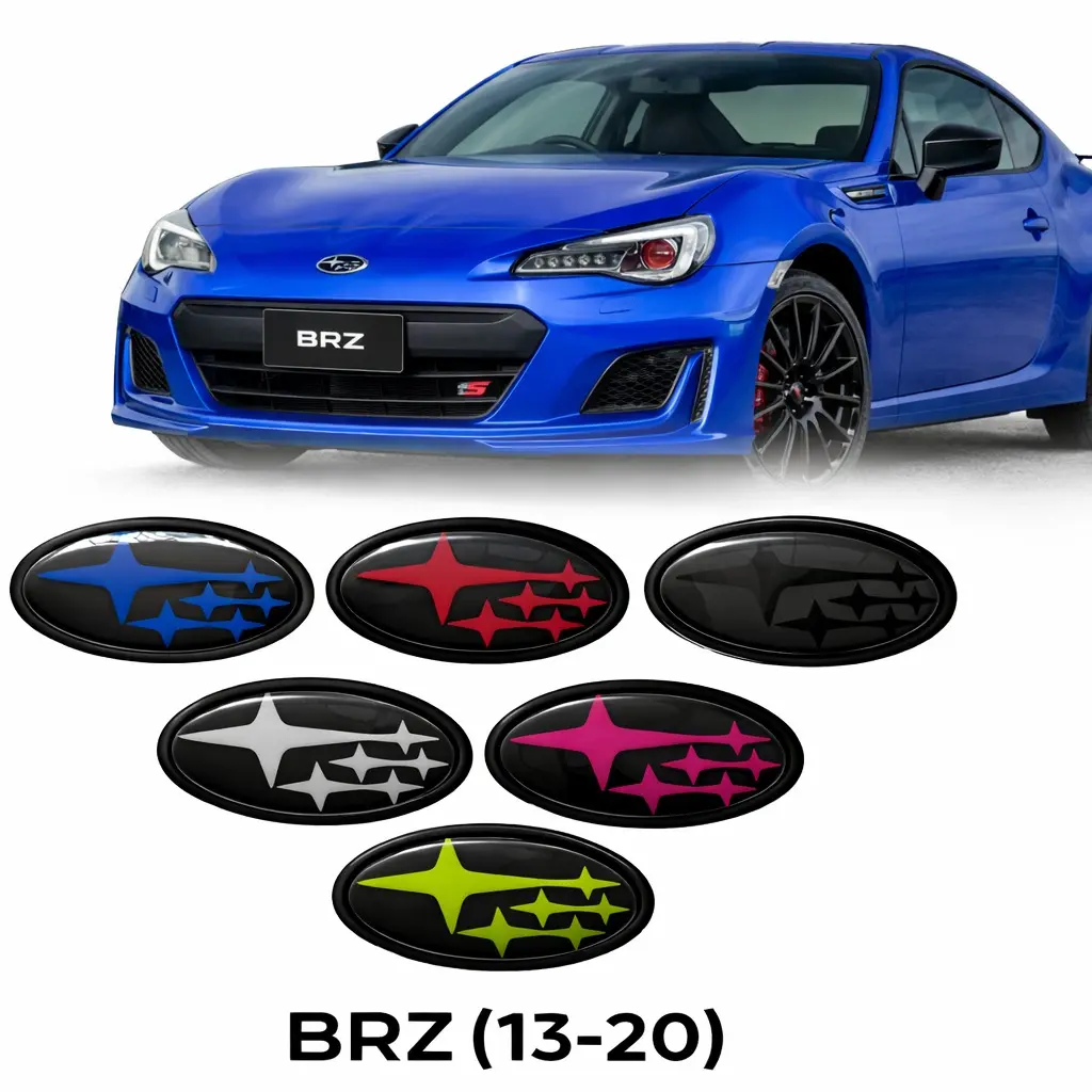 Subaru BRZ Front+Rear Set Full Badge Replace Kit (2013-2020), Premium Auto Replacement Body Parts, 3M Peel-and-Stick Decals for Vehicles, Glossy Vehicle Exterior Decoration Accessories, Multiple Colors, Automotive Decals, Car Accessories