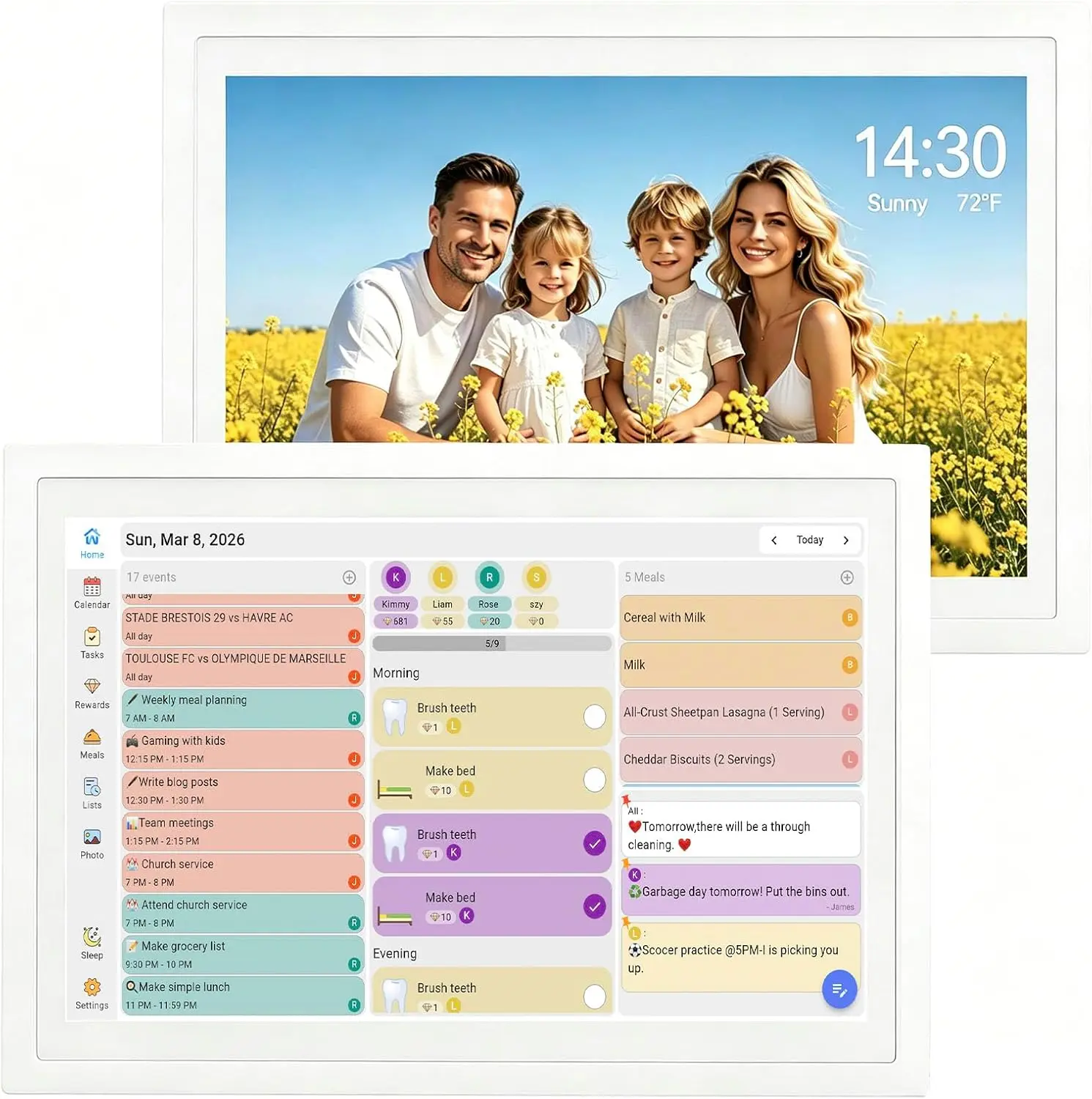 Digital Calendar 10.1 Inch Wall Planner Touch Screen WiFi Smart Electronic Planner with Third-Party Calendar Sync, Chore Tracker,Meal plan Family Digital Picture Frame Gift for Mom Women