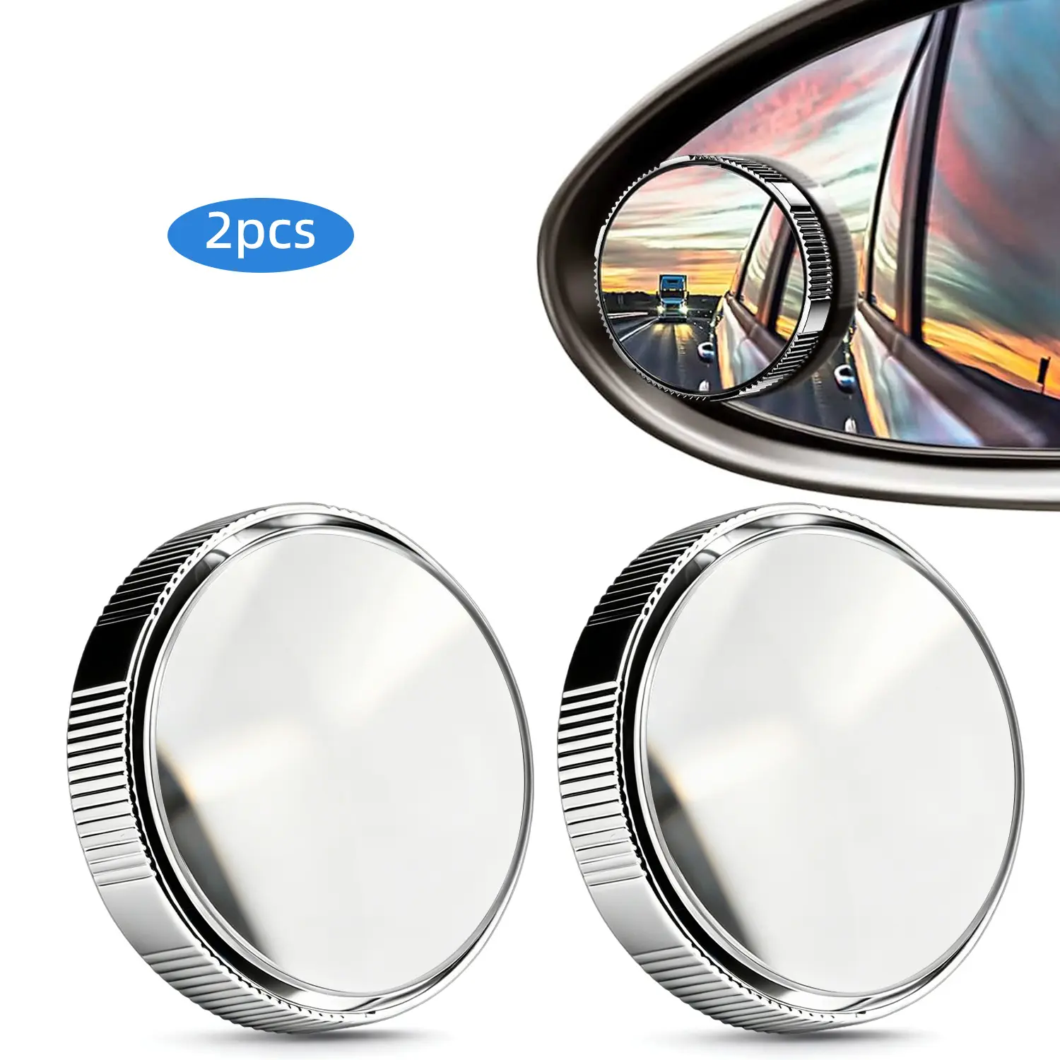 2 Pack 360° Rotatable Suction Cup Blind Spot Mirrors, Frameless HD Wide-Angle Convex Rearview Mirrors, Waterproof Adjustable Car Auxiliary Mirrors for SUV, Truck, Sedan, Black/Silver Available toolupgrade