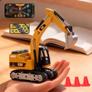1/64 Remote Control Excavator Dump Truck, Rechargeable Remote Control Construction Vehicles with Alloy Shovel, Remote Control Trucks, Christmas Birthday Gifts for Boys and Girls