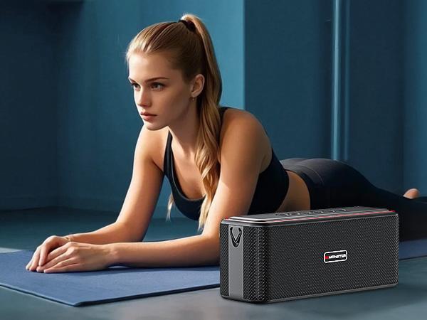 Monster Shock Pro Bluetooth Speaker with Strap, 80W Loud Speaker with Deep Bass, Portable Wireless Speakers with TWS, Long Playtime & Waterproof for Outdoors/Indoors, Supports AUX/TF Card/USB Audio