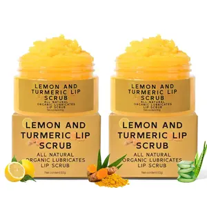 Turmeric Lemon Lip Scrub for Dark Lips, Exfoliating Lip Scrub with Aloe Vera, Scrub & Nourish Sugar Lip Scrub, Natural Scrub & Turmeric Lip Scrub and Balm for Dry, Chapped, Reduce Fine Lines Lip Lip Treatment for Lip Exfoliating, Chapped Lips
