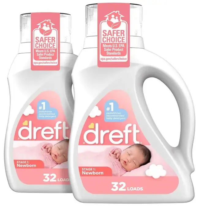 Newborn Baby Liquid Laundry Detergent - 3-in-1 Formula, Dye Free, Gentle on Sensitive Skin, HE Compatible, Clean, 2-Pack Gift Bundle, 2940 mL Total, 32 Loads Each