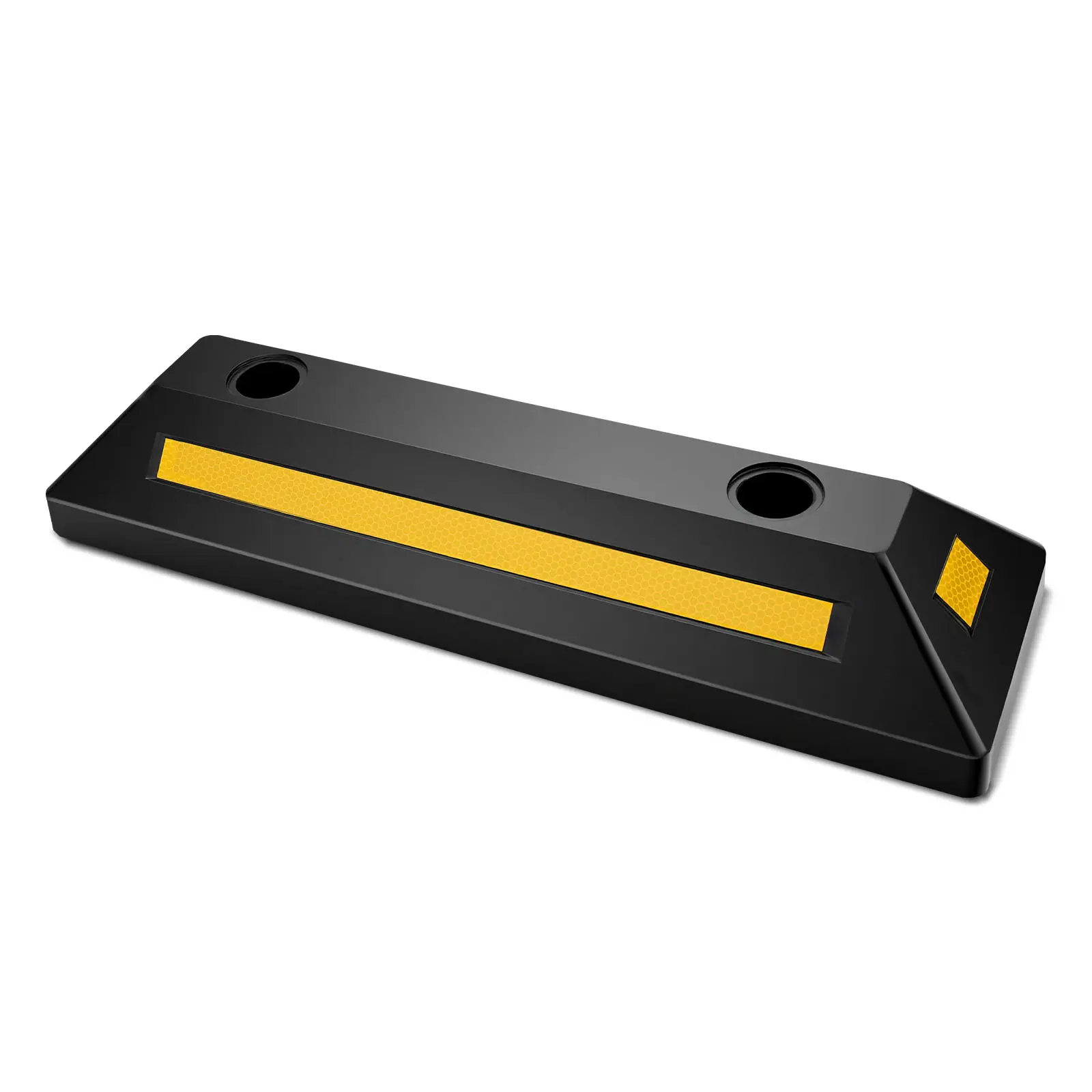 【summerfinds】VEVOR Parking Stopper, 21.6 Inch 2 Pcs Heavy Duty Parking Aid for Garage, Rubber Curb Garage Floor Stopper with Reflective Strips, Aid Gadgets for Cars Vans Trucks Tire Wheel Guide Block Stops Bumpers