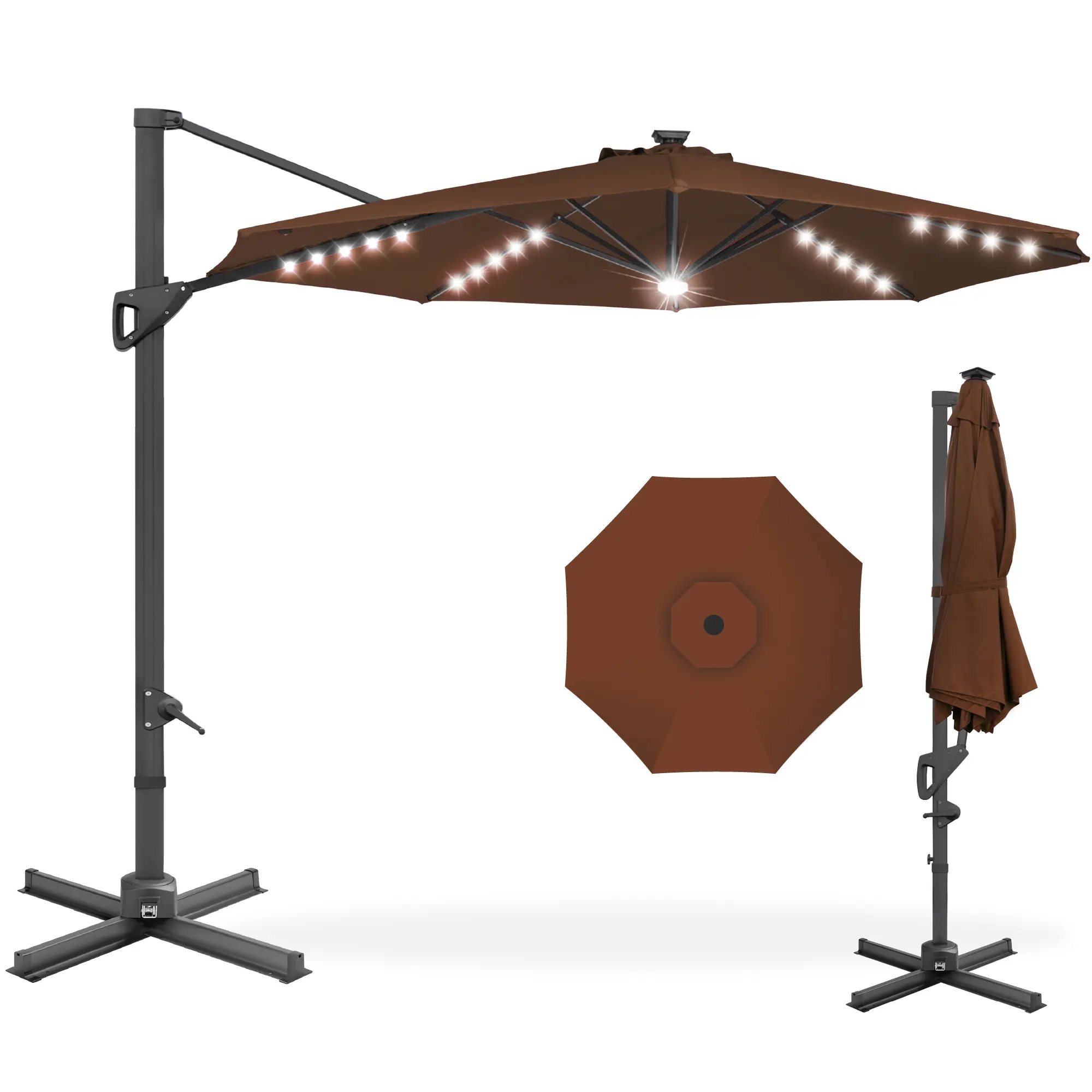 Best Choice Products 10ft 360-Degree Solar LED Lit Cantilever Patio Umbrella, Outdoor Hanging Shade Best Choice Products 10ft 360-Degree Solar LED Lit Cantilever Patio Umbrella, Outdoor Hanging Shade