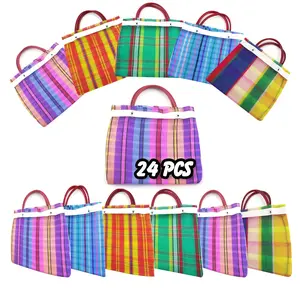 Small Mexican Tote Mercado Bags - Assorted Colors-Mini Mexican Mesh Bags 10"x 7.5" by JVR Trade