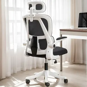 【Spring Glow Up】Ergonomic High Back Mesh Office Chair with Lumbar Support & Flip-up Arms for Gaming & Office Use Adjustable for Comfort & Space-saving Design