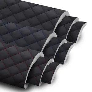 63" Wide Nappa Leather Fabric Diamond Design with Foam Layer Durable Waterproof Material for Car Headliner upholsterer & Home Furniture Decoration Sold By Yard