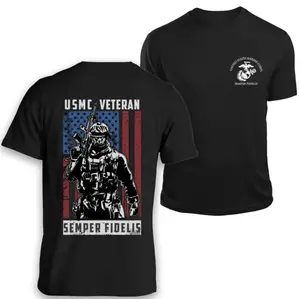 USMC Veteran T-Shirt 2 Sides Semper Fidelis USMC Gifts, USMC Inspired Patriotic Tee, Military Tribute Apparel, Gift for Marines, for Men & Women