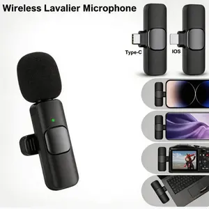 Portable Mini Wireless Lavalier Microphone, Anti-Noise, Compatible with iPhone, Android and Smartphone, Ideal for Live Streaming, Vlogging, Travel, Tiktok