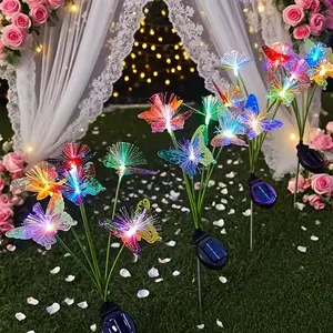 Solar Butterfly Garden Lights, Colorful/warm LED Outdoor Decor, Auto On/off, Dual Brightness Modes, Ideal for Patio, Lawn, Pathway Lighting