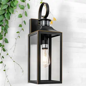 Large Motion Sensor Outdoor Wall Light 20" - Black  Outdoor Lighting, Modern Wall Mount Light Fixture,  Porch Light Fixture for Outside House Garage, 3 Modes (with  Trim)