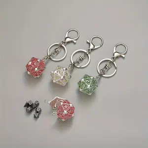 [DND D20 Metal Dice Set] 9pcs DND D20 Metal Polyhedral Dice Set - Portable & Stylish Keychain Miniatures in Blue, Red, Purple for Role-Playing Games, Ideal Birthday & Christmas Gift, Roleplaying Accessories with Hollow Box