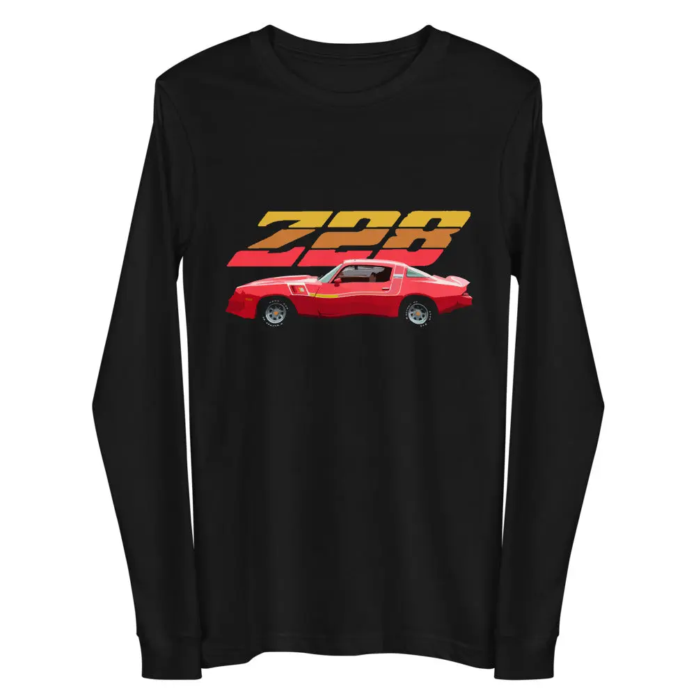 1980 Chevy Camaro Z28 Red Muscle car Club Custom Long Sleeve Tee