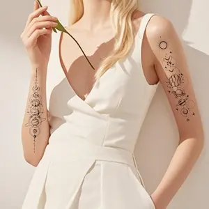 New Small Fresh Flower & Butterfly Tattoo Stickers for Arms & Face, Scar Cover Up, Unisex, Star Chain Dreamy Planet Temporary Tattoos 2 Sets Series Combo Birthday Christmas Halloween Easter 4th of July Valentine’s Day Back to School St. Patrick’s Day gift