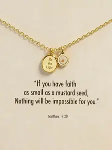 Stainless Steel Mustard Seed Pendant Necklace - Hypoallergenic, Non-Tarnish Gold/Silver Heart, Christian Faith Inspirational, Religious Jewelry with Matthew 17:20, Unisex Gift, Jewelry Gift for Valentine's Day, Baptism, Family, Daughter, Mom