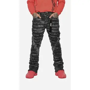 Extreme Ripped Stack Jeans - Best Fitted Black Fringe Layered Denim