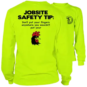 Jobsite Safety - Long Sleeve High Visibility Work T-Shirt Cotton Poly Premium Blend | Graphic Tees Apparel | Blue Collar Jacket Polyester Sweatshirt