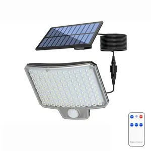 External solar-powered lamps, with 108 LEDs, equipped with solar sensors and remote control devices. The solar floodlights have 3 modes.
