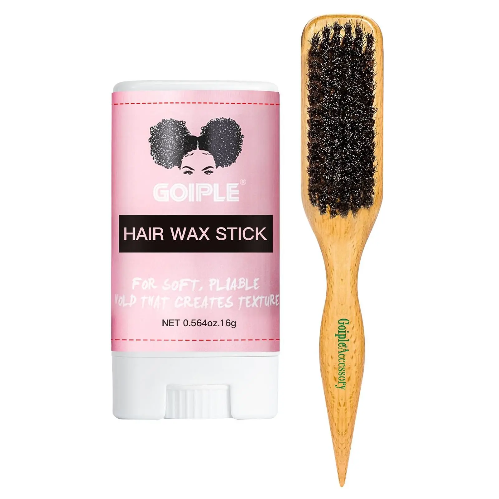 Boar Bristle Hair Brush Slick Back Hair Brush for Smoothing Baby Hairs- Wooden Hair Brush for Women Home Universal Compatibility Hairstyles Natural