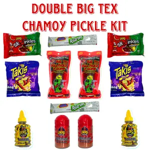 Double Big Tex Takis Chamoy Pickle kit With Tamarindo Gusano