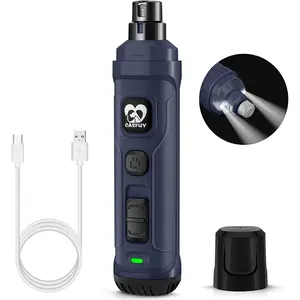 Casfuy Dog Nail Grinder with 2 LED Light - New Version 2-Speed Powerful Electric Pet Nail Trimmer Professional Quiet Painless Paws Grooming & Smoothing for Small Medium Large Dogs and Cats (Blue) Casfuy