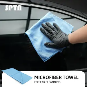 "SPTA MT042 Glass Cleaning Microfiber Towel,1PC Blue 300GSM Detailing Towels to Polish Mirrors, Microfiber Glass Cleaning Cloths, Lint Free and Streak-Free Microfiber Cloths for Car Glass "