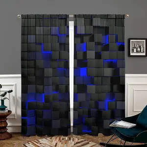 2pc abstract geometric print curtains make a perfect gift for friends and are suitable for home décor in dormitories, bedrooms, living rooms, kitchens, dining rooms, studies, cafes, hotels, apartments, and other locations.