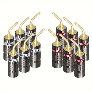 Bent Pin Banana Plug, 24k Gold Plated, High-Quality Audio Connector, Durable Design, Ideal for Professional & Home Use