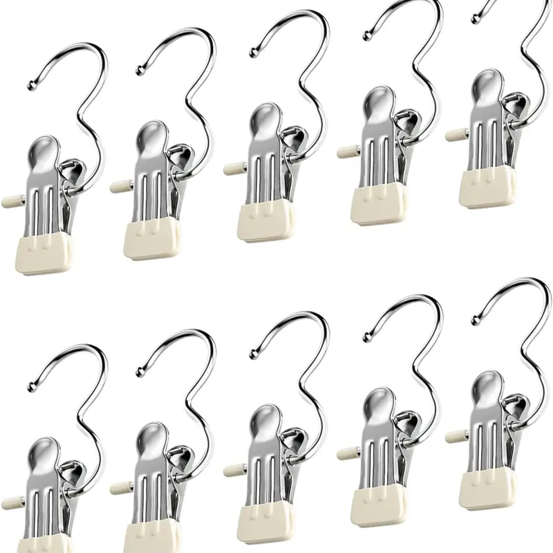 20pcs Multifunctional Rotatable Clothes Hangers - 360° Rotation Polished Metal Hooks, Stay-Put Grip Clips, Compact Hanging Home Organizer for Yoga Pants Hanger, Laundry Organization, Travel Storage