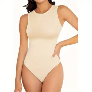 Women's sleeveless round-neck bodysuit, camisole-style tight-fitting bodysuit,   shapewear basic style suitable for wearing out Womenswear faja body shaper
