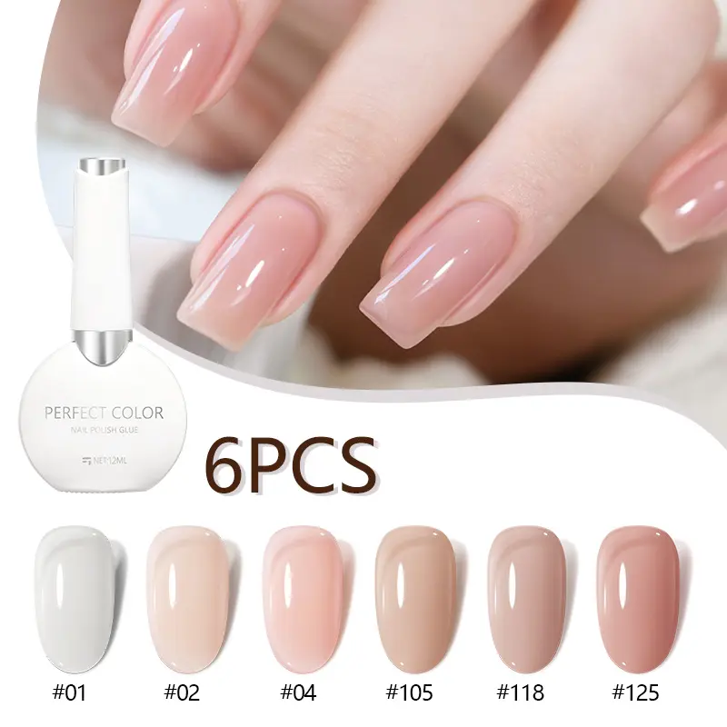 【Buy 1 Get 1 Free Top Coat】6PCS * 12ML Blush Jelly Nude Rubber Base Gel Set - Long Lasting Sheer Milky White & Translucent Pink Builder Gel, 4 in 1 Nail Strengthening Soak Off UV LED Gel DealsForYourDays