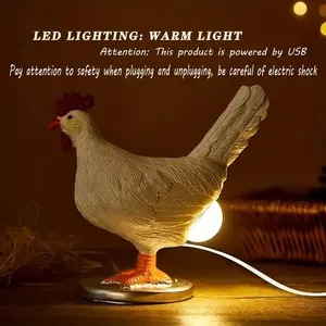 Chicken Design Desktop Decorative Light, Cute Resin Animal Design, 1 Count, Creative Desktop Light for Home Office Decor