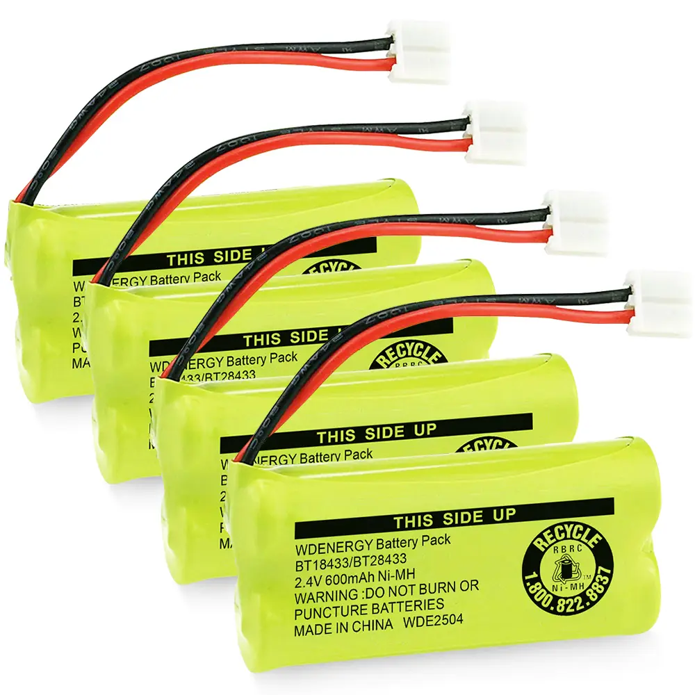 4 Pack BT18433 BT28433 2.4V 600mAh Ni-MH Rechargeable Cordless Phone Battery Pack for Vtech CS6219 CS6229 DS6301 DS6151 BT184342 BT284342 BT-1011 BT-1018 BT-1022 BT-1031 - Smartphones