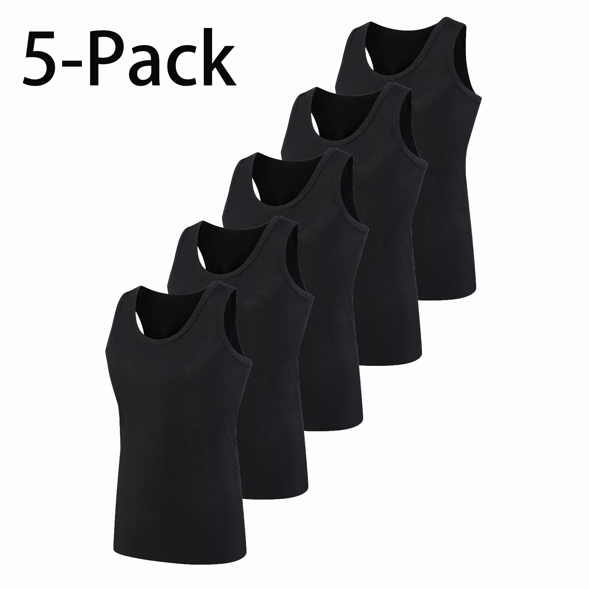 Women’s 5-Pack Ribbed Tank Tops – Slimming Sleeveless Base Layer, Solid Color Basic Top for Inner or Outer Wear