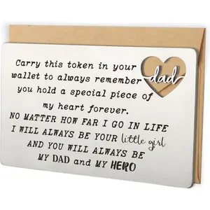 Dad Gifts From Daughter, Dad Engraved Wallet Card Inserts, Birthday Father's Day Thanksgiving Christmas Valentines Gifts Card for Dad Father Papa