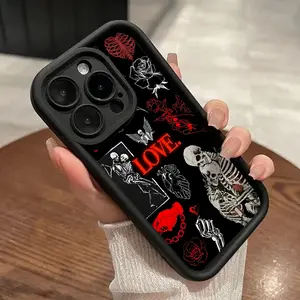 Phone Case for iPhone 15 Plus 16 Pro Max 14 13 12 11 XS XR Dark Aesthetic Design Pattern Pocket-Friendly Shockproof Silicone Protective SoftCase