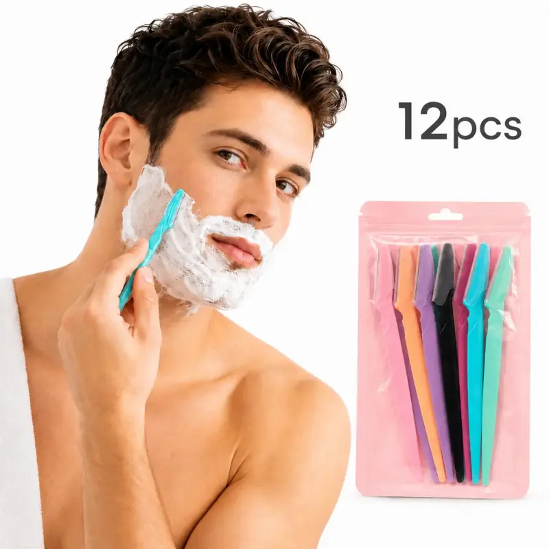 12pcs Facial Hair Remover Razor, Portable Dermaplaning Tool for Eyebrows, Peach Fuzz, Upper Lip & Smooth Skin