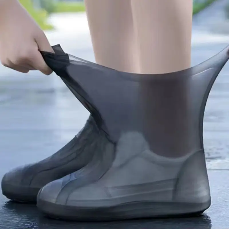 1 pair of waterproof and thick non-slip shoe covers for men and women, outdoor rubber latex shoe protectors, high elastic wear-resistant unisex rain boots, reusable, rainproof Silicone White Red Rainy Days
