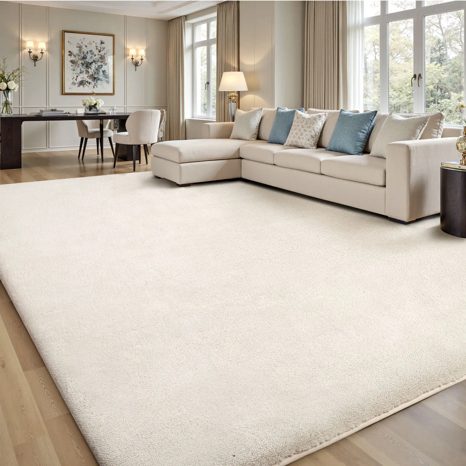 FAMVAL Large Plush Fluffy Area Rug, Soft Shaggy Non-Slip Floor Carpet Mat for Bedroom Living Room Dorm Nursery Decor