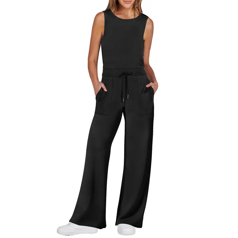 ANRABESS Jumpsuits for Women 2025 Casual Summer Outdoor Dressy Romper Sleeveless Wide Leg Long Pants Outfits Jumper Fashion Outdoor Overalls