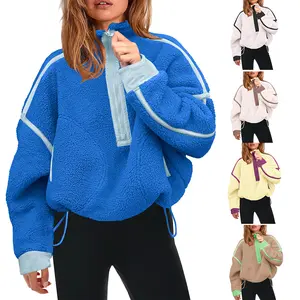 Buenoble Women's Half Zip Sherpa Fleece Pullover Soft Oversized Sweatshirt Jacket with Pockets