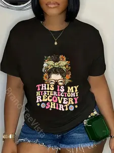 100% Cotton Unisex Hysterectomy Messy Bun Recovery Products Uterus T-Shirt